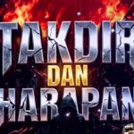 Ilustrasi bertema takdir dan harapan dengan latar kobaran api serta siluet seseorang sebagai simbol perjuangan menghadapi ujian hidup.