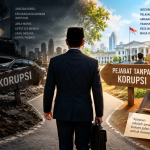 Ilustrasi pejabat berintegritas yang menjaga amanah jabatan dan menolak korupsi demi kepentingan rakyat.